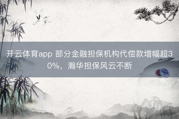 开云体育app 部分金融担保机构代偿款增幅超30%，瀚华担保风云不断
