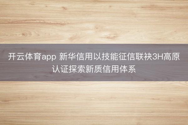 开云体育app 新华信用以技能征信联袂3H高原认证探索新质信用体系