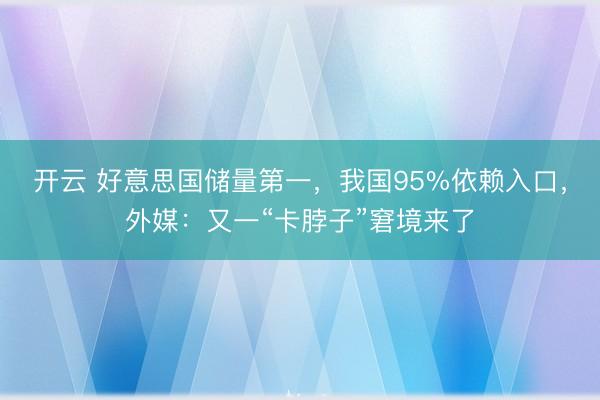 开云 好意思国储量第一,我国95%依赖入口,外媒:又一“卡脖子”窘境来了