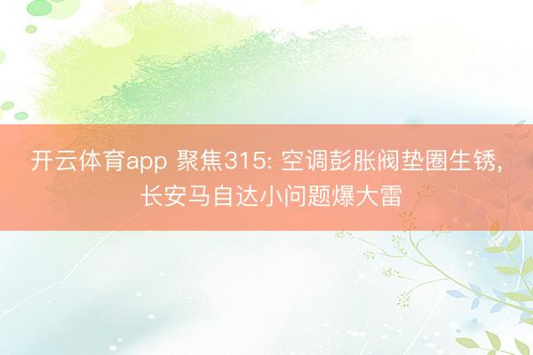 开云体育app 聚焦315: 空调彭胀阀垫圈生锈， 长安马自达小问题爆大雷