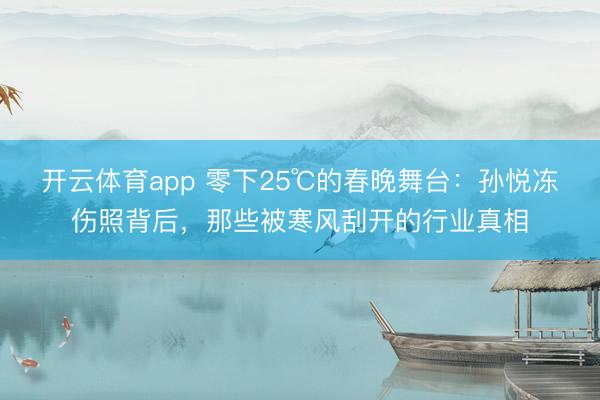 开云体育app 零下25℃的春晚舞台:孙悦冻伤照背后,那些被寒风刮开的行业真相