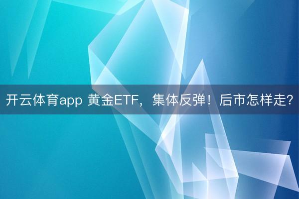 开云体育app 黄金ETF，集体反弹！后市怎样走？