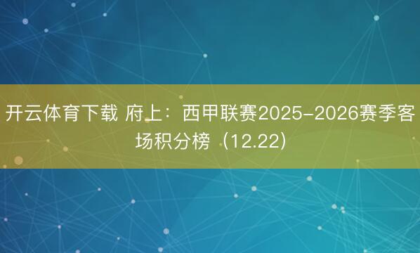开云体育下载 府上：西甲联赛2025-2026赛季客场积分榜（12.22）
