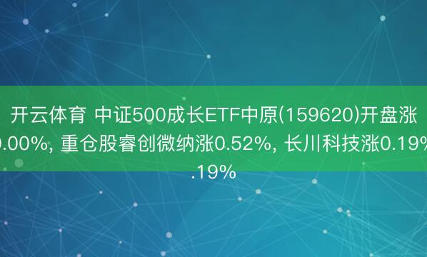 开云体育 中证500成长ETF中原(159620)开盘涨0.00%， 重仓股睿创微纳涨0.52%， 长川科技涨0.19%
