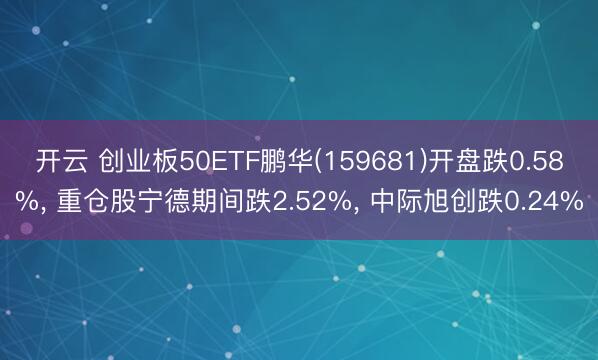 开云 创业板50ETF鹏华(159681)开盘跌0.58%， 重仓股宁德期间跌2.52%， 中际旭创跌0.24%