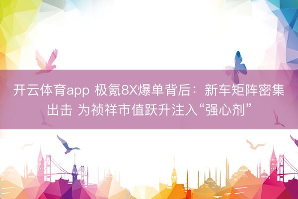 开云体育app 极氪8X爆单背后：新车矩阵密集出击 为祯祥市值跃升注入“强心剂”