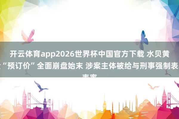 开云体育app2026世界杯中国官方下载 水贝黄金“预订价”全面崩盘始末 涉案主体被给与刑事强制表率