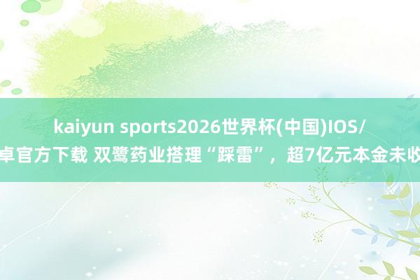 kaiyun sports2026世界杯(中国)IOS/安卓官方下载 双鹭药业搭理“踩雷”，超7亿元本金未收回