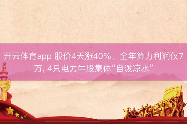 开云体育app 股价4天涨40%、全年算力利润仅7万， 4只电力牛股集体“自泼凉水”