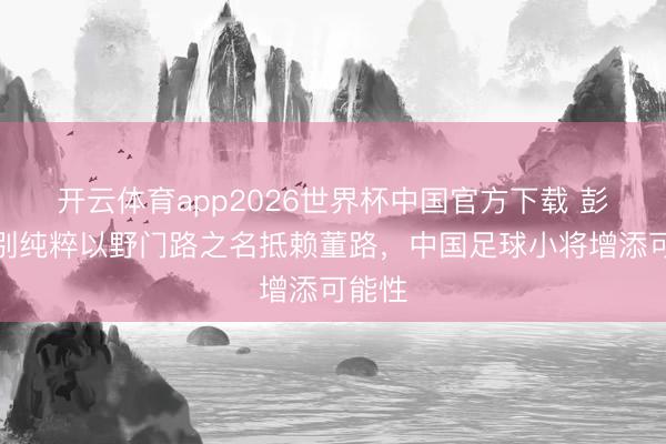 开云体育app2026世界杯中国官方下载 彭湃：别纯粹以野门路之名抵赖董路，中国足球小将增添可能性