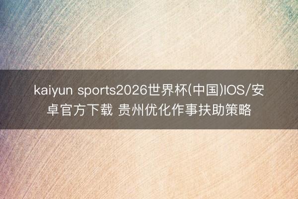 kaiyun sports2026世界杯(中国)IOS/安卓官方下载 贵州优化作事扶助策略